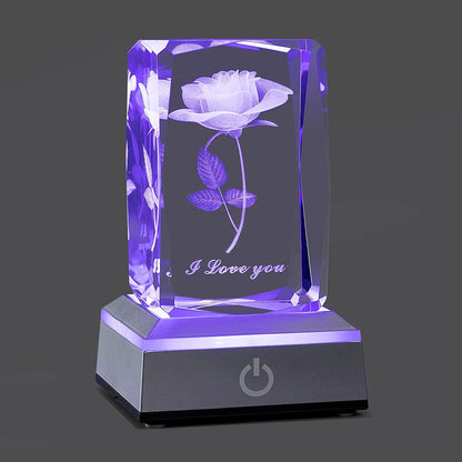 3D Rose Crystal Nightlight,Perfect Mothers Day Gifts for Wife Her Mom from Daughter Husband Son，Mother'S Day Ideas Unique Anniversary Birthday Decolamp Presents