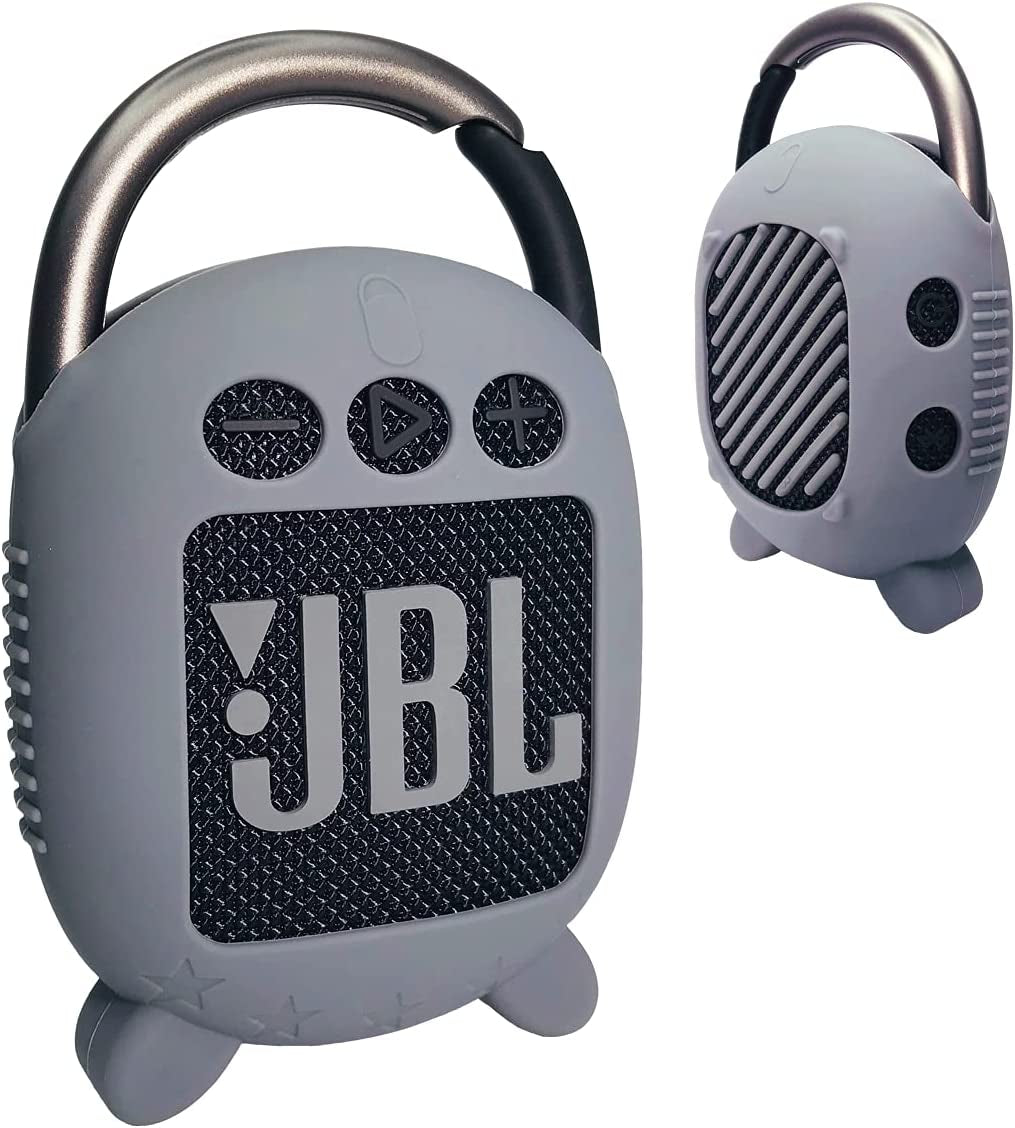 Silicone Cover Case for JBL Clip 4 Portable Bluetooth Speaker | Protective Carrying Case for JBL Clip 4 Portable Bluetooth Speaker Stand up Holder (Grey)