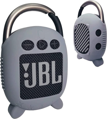 Silicone Cover Case for JBL Clip 4 Portable Bluetooth Speaker | Protective Carrying Case for JBL Clip 4 Portable Bluetooth Speaker Stand up Holder (Grey)