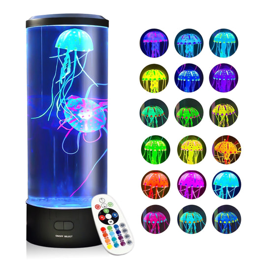 Jellyfish Lamp with Remote Control, 16 Color Changing Options, 4Modes, Auto Shutoff, Sensory Night Light Aquarium Lamp for Kids & Adults Home Decor