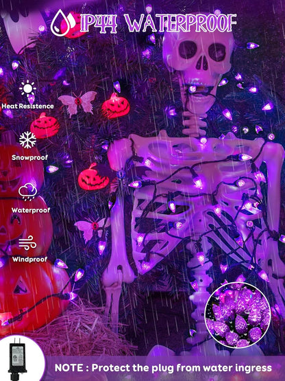 250 LED Linkable C6 Halloween Lights 82FT Purple Halloween Lights Outdoor | Waterproof Twinkle String Lights, Purple Fairy Lights Plug in with 13 Modes & Timer for Halloween Decorations Outdoor Indoor