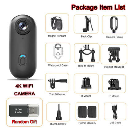 4K Mini Wifi Magnetic POV Body Sport Action Cameras Pocket Video Vlogging Wireless Helmet Motorcycle Waterproof Bike HD Recorder