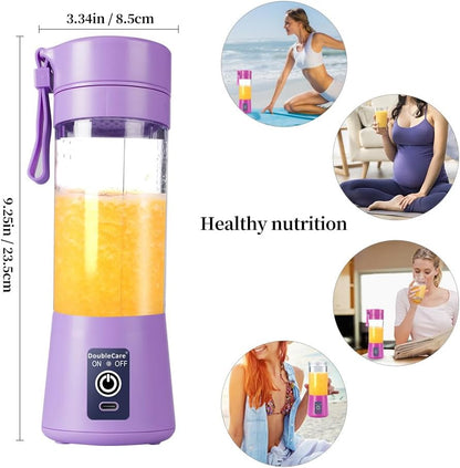 Portable Blender, Electric USB Mini Juicer Blender for Shakes and Smoothies | Six Blades Great for Mixing, Lightweight, 380Ml Travel Blender Cup for Kitchen, Office, Outdoor, Gym or Sports, Purple