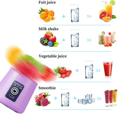 Portable Blender, Electric USB Mini Juicer Blender for Shakes and Smoothies | Six Blades Great for Mixing, Lightweight, 380Ml Travel Blender Cup for Kitchen, Office, Outdoor, Gym or Sports, Purple