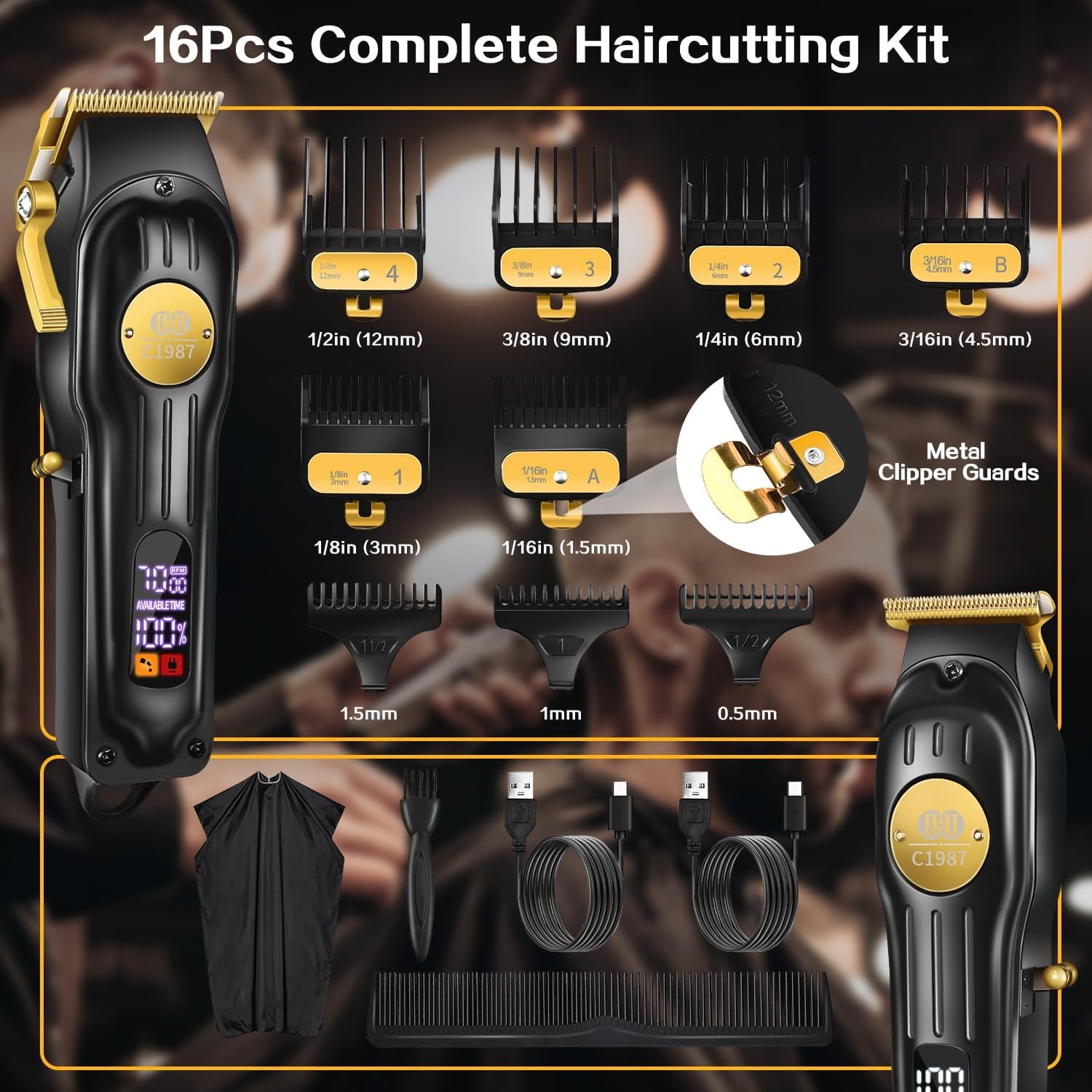 LUJO BARBERO Maquina De Cortar Cabello Recortadora Recortar Kit Pelo Corte PRO
