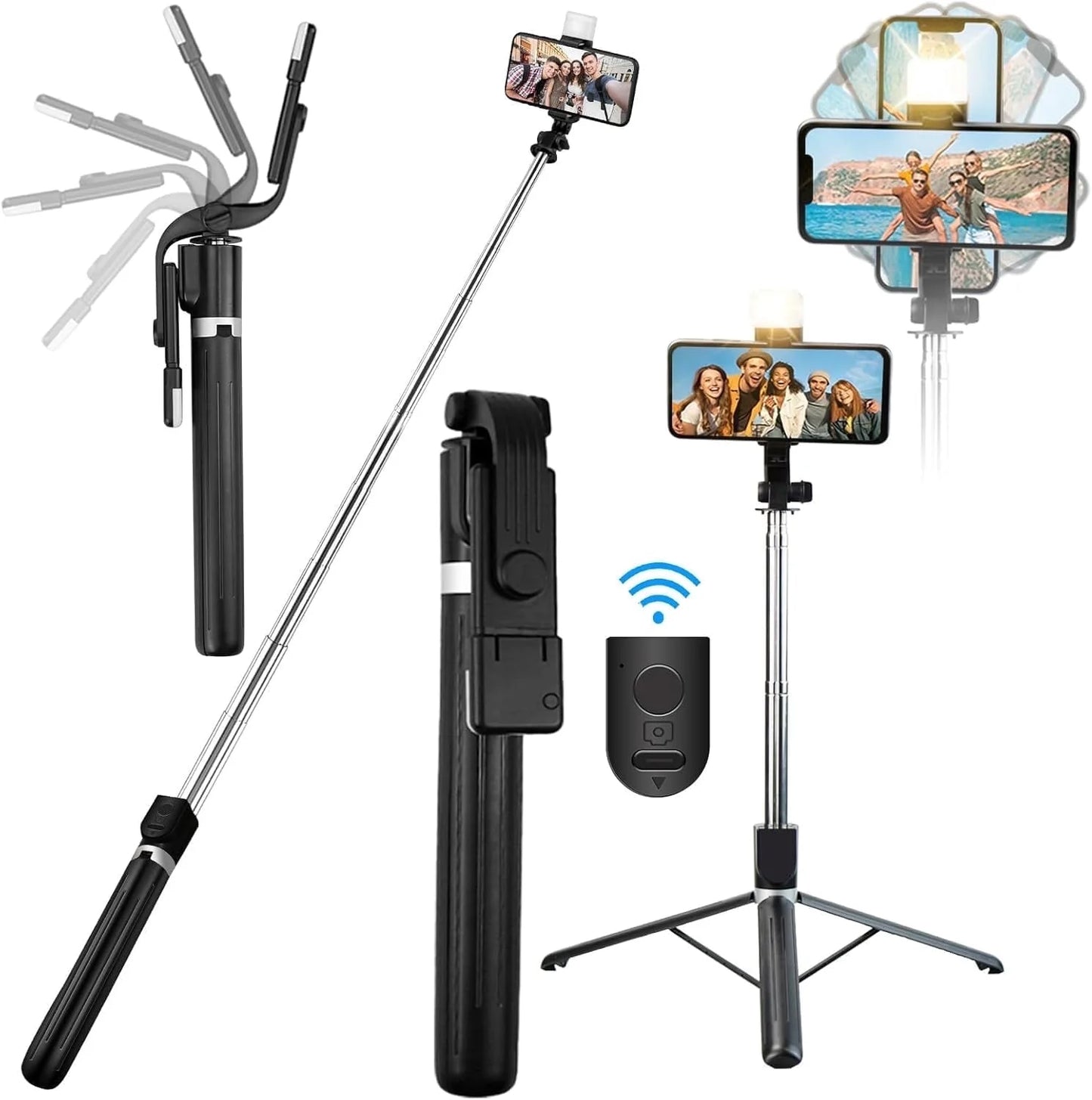 Innotech 62" Phone Tripod & Selfie Stick, Extendable Cell Phone Tripod Stand with Wireless Remote and Phone Holder, Compatible with Iphone Android Phone, Camera