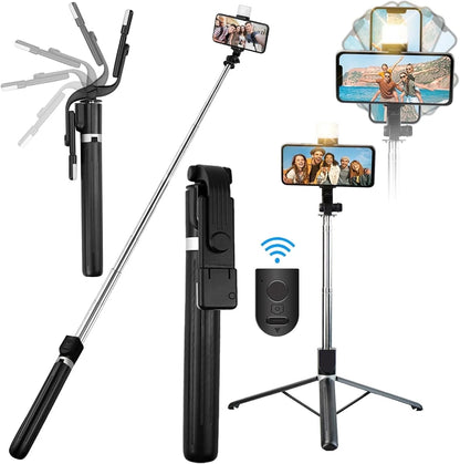 Innotech 62" Phone Tripod & Selfie Stick, Extendable Cell Phone Tripod Stand with Wireless Remote and Phone Holder, Compatible with Iphone Android Phone, Camera