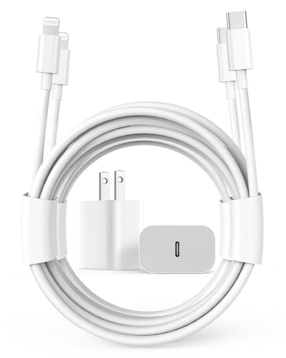 2Pack 20W Type C Charger Block with 6Ft USB C to L Cable, PD Fast Charger Compatible with Iphone, Ipad, Ipod