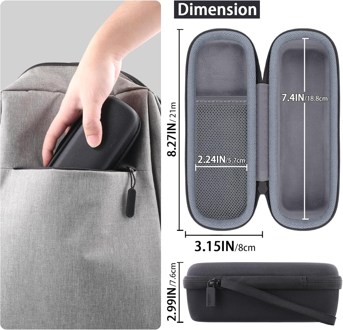 Hard Case for Anker Soundcore/2/Motion B Outdoor Speaker, Black | Space for Charging Cable, Soft Lining, Durable Zippered Shell, Mesh Pocket, Hard Protective Bag