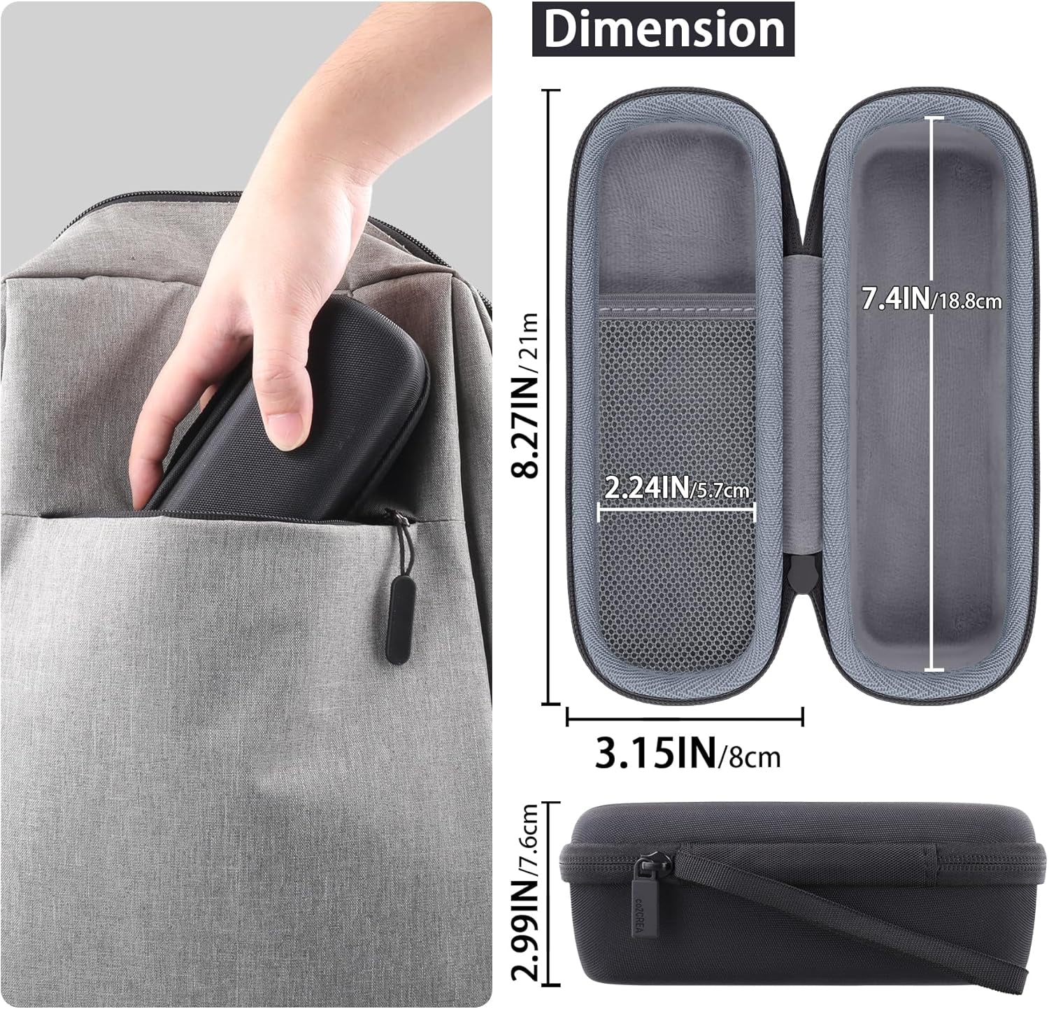 Hard Case for Anker Soundcore/2/Motion B Outdoor Speaker, Black | Space for Charging Cable, Soft Lining, Durable Zippered Shell, Mesh Pocket, Hard Protective Bag