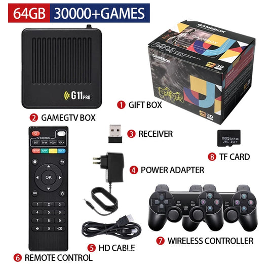 G11 Pro Game Box 4K HD TV Game Stick Video Game Console with 30000-60000 Retro Games Portable Game Player