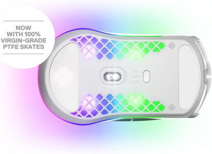 Steelseries Aerox 3 Wireless - Holey RGB Gaming Mouse - Ultra-Lightweight Water Resistant Design - 18K DPI Truemove Air Optical Sensor -Snow