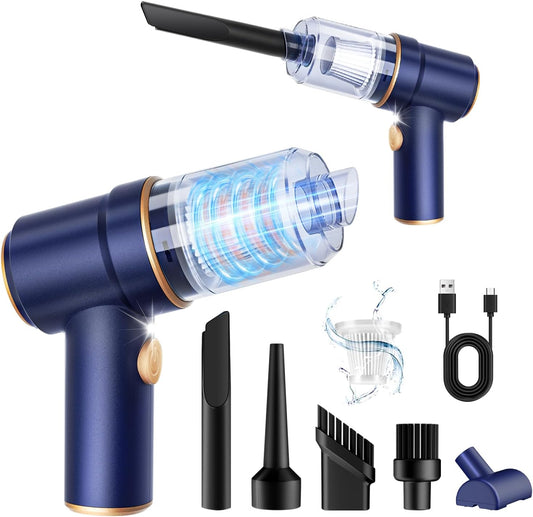 Handheld Car Vacuum Cleaner, Hand Held Vacuum Cleaner and Air Duster | 9000PA Strong Suction, Cordless, 120W High Power, Multi-Nozzles & LED Light, for Home, Car, Office, Pet