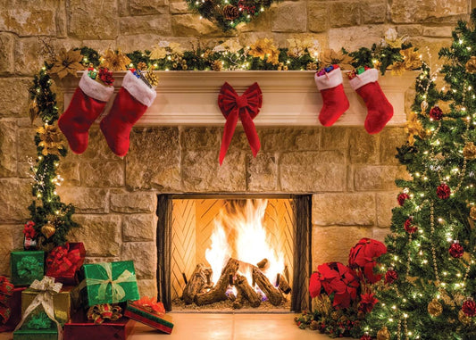 8X6Ft Christmas Photography Backdrops Child Christmas Fireplace Decoration Background for Photo Studio (11209)