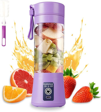 Portable Blender, Electric USB Mini Juicer Blender for Shakes and Smoothies | Six Blades Great for Mixing, Lightweight, 380Ml Travel Blender Cup for Kitchen, Office, Outdoor, Gym or Sports, Purple