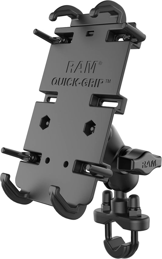 Quick-Grip XL Phone Mount with Handlebar U-Bolt Base | B Size 1" Ball with Short Arm, Fits Motorcycles, Atvs, Utvs and Bikes, for Large Smartphones