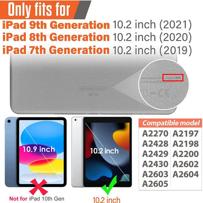 Kids Case for Ipad 9Th/8Th/7Th Generation - Ipad 10.2 Inch 2021/2020/2019 Case with Built-In Screen Protector, Durable Shockproof Handle Stand Kids Cover for Apple Ipad 7/8/9 Gen, Blue