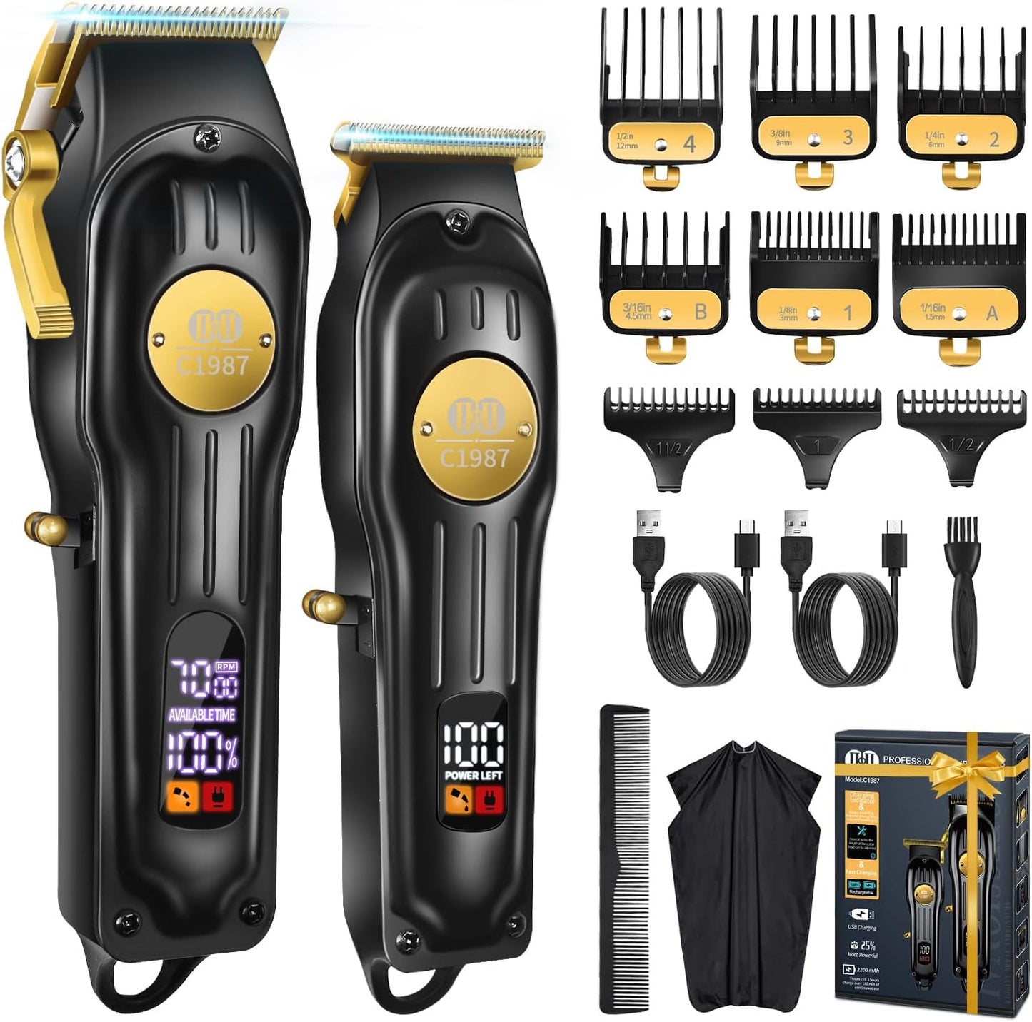 LUJO BARBERO Maquina De Cortar Cabello Recortadora Recortar Kit Pelo Corte PRO