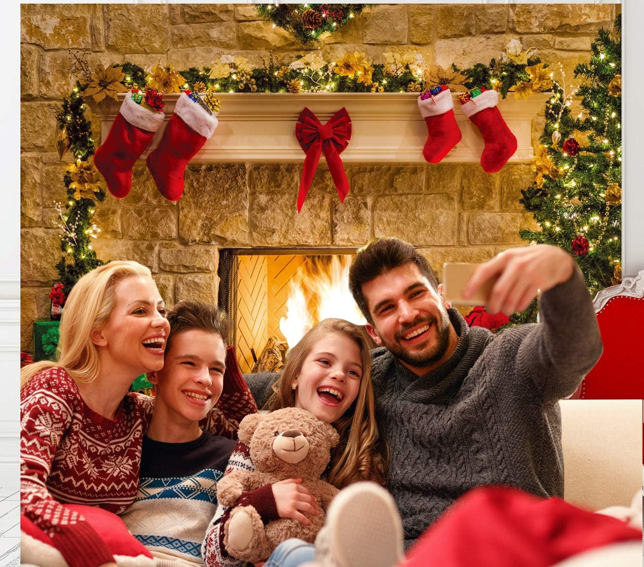 8X6Ft Christmas Photography Backdrops Child Christmas Fireplace Decoration Background for Photo Studio (11209)