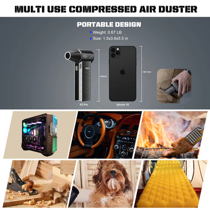 X3Pro Handheld Mini Turbo Fan Jet,150000Rpm Powerful Air Blower Compressed Air Duster for Car Dryer/Pc/Home