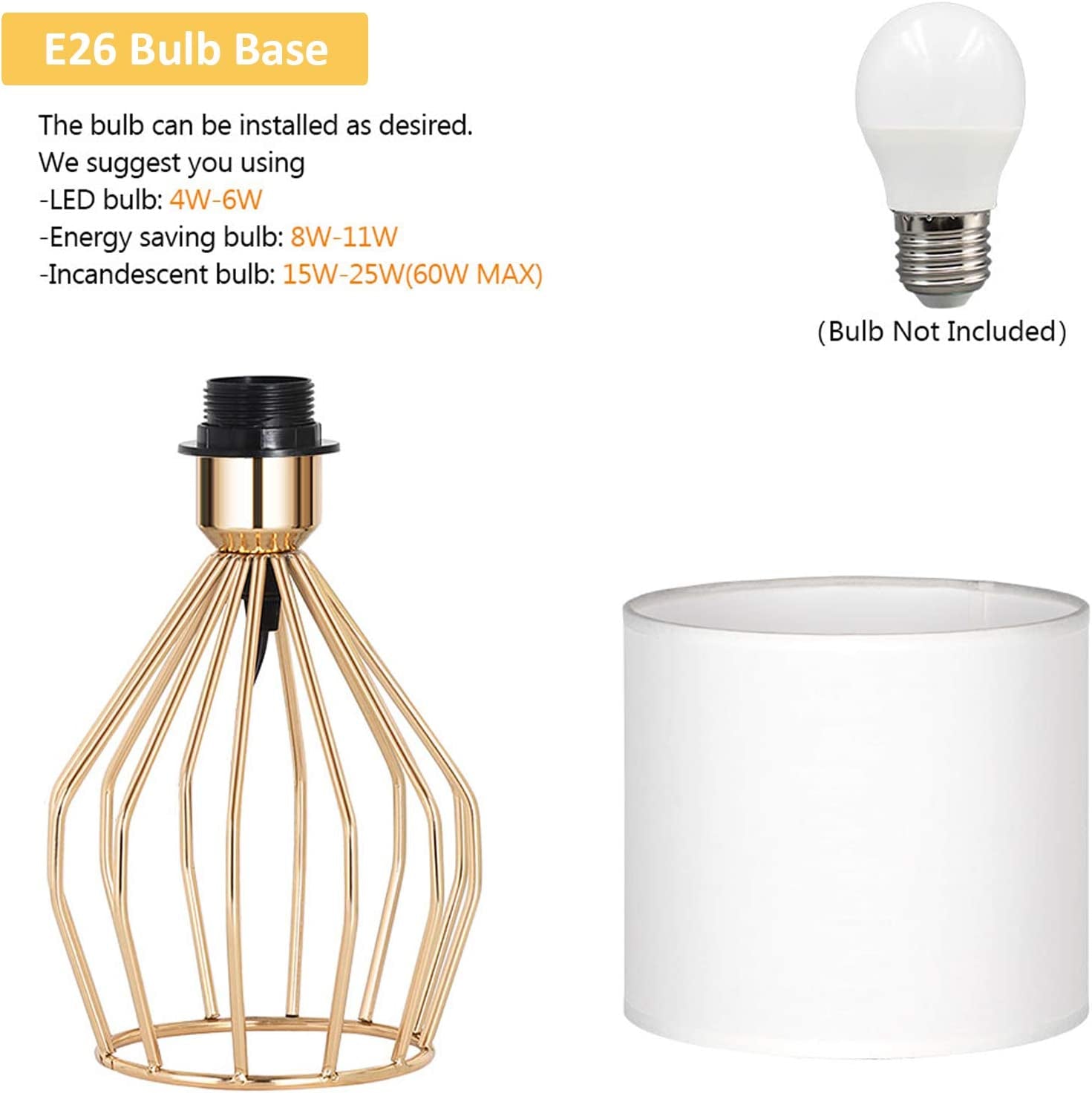 Gold Table Lamp - Modern Style Desk Lamp,13.8Inch,E26 Base | Hollowed Out Base, Linen Fabric Shade, Small Golden Bedside Lamp for Bedrooms, Living Room
