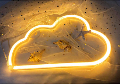 Cute Neon Cloud Sign, Battery or USB Powered Night Light as Wall Decor for Kids Room, Bedroom, Festival, Party (Cloud-Y)