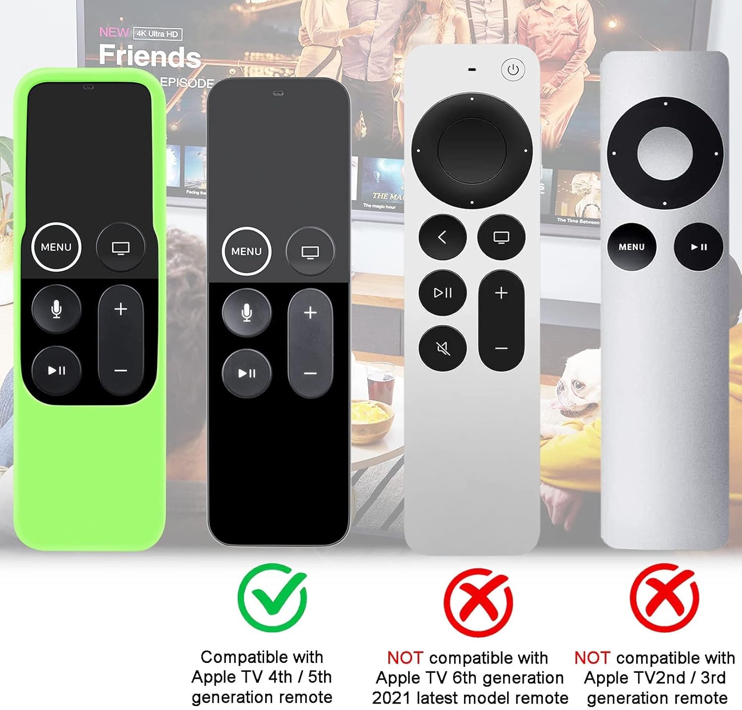 Case Compatible with Apple TV 4K/ 4Th Gen Remote Chartreuse | Light Light Weight Anti-Slip Shock Proof Silicone Cover for Controller for Apple TV Siri Remote