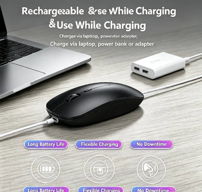 Ergonomic Wireless Gaming Mouse RGB Backlight USB Compatible Rechargeable Silent Backlit Mouse for Laptop PC - Silent Gaming Mic