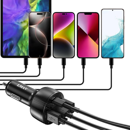 USB C Car Charger Adapter, 5 Ports 75W PD 3.0 Car Phone Charger Fast Charging Compatible with Iphone 16/15/14/13 Pro Max Series, Ipad Pro, Galaxy S24/S23/S22/Note 20, Android, Pixel.