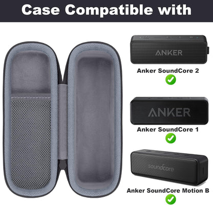 Hard Case for Anker Soundcore/2/Motion B Outdoor Speaker, Black | Space for Charging Cable, Soft Lining, Durable Zippered Shell, Mesh Pocket, Hard Protective Bag
