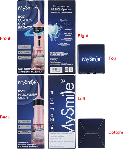 LP221 Cordless Water Flossers for Teeth W/Uvc Light & OLED Display | 335ML 4 Modes Water Jet Dental Picks for Teeth Cleaning, Water Flossing, Gum & Braces Care, Home & Travel Use