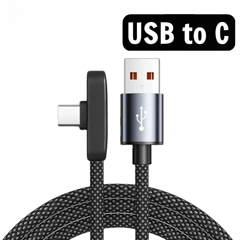 100W Fast Charging Cable Right Angle 90 Degree USB C Type C Data Cord Mobile Phone Fast Charging Data Cable for Iphonesamsung MI