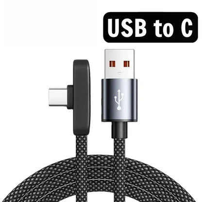 100W Fast Charging Cable Right Angle 90 Degree USB C Type C Data Cord Mobile Phone Fast Charging Data Cable for Iphonesamsung MI