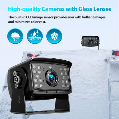 10" HD 1080P Wired Backup Camera with 10" Dual Split Screen Monitor | IP69 Waterproof Rear View Camera Loop Recording Parking Lines Night Vision Easy Install for Truck/Trailer/Rv/Tractor - DY101