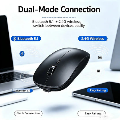 Ergonomic Wireless Gaming Mouse RGB Backlight USB Compatible Rechargeable Silent Backlit Mouse for Laptop PC - Silent Gaming Mic