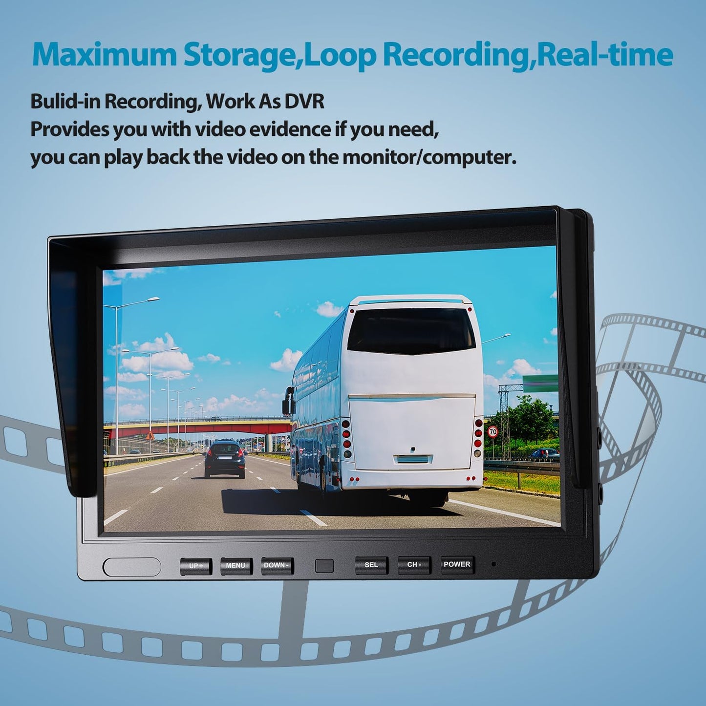 10" HD 1080P Wired Backup Camera with 10" Dual Split Screen Monitor | IP69 Waterproof Rear View Camera Loop Recording Parking Lines Night Vision Easy Install for Truck/Trailer/Rv/Tractor - DY101