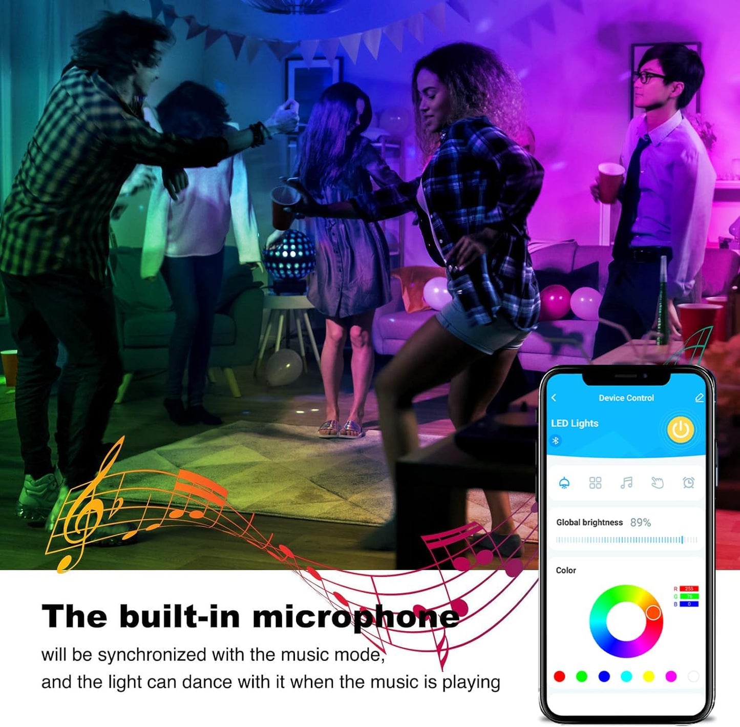 Smart Led Lights 32.8 Ft, 2835 RGB Led Strip Lights Kits with 24 Keys Remote, App Control Timer Schedule Led Music Strip Lights