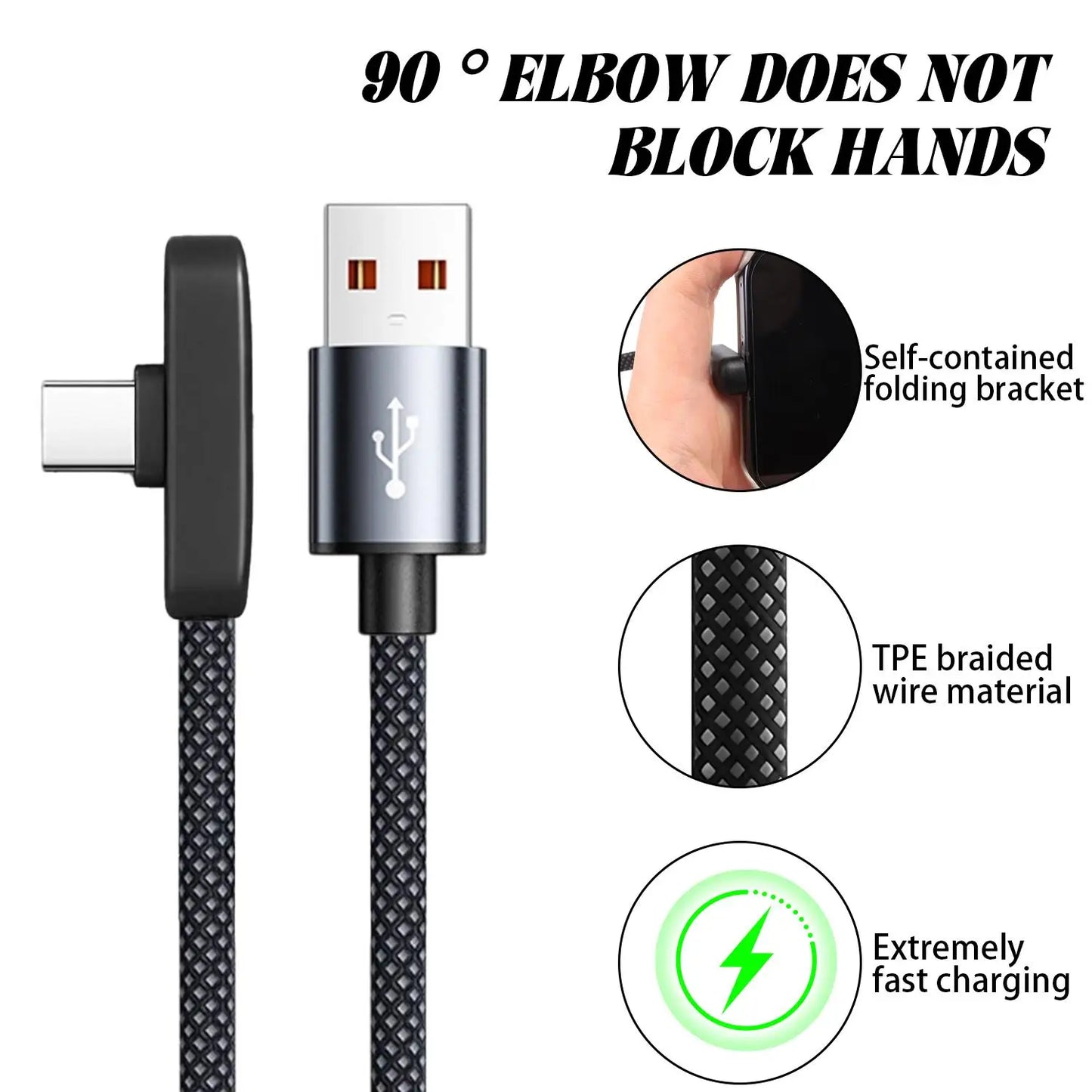 100W Fast Charging Cable Right Angle 90 Degree USB C Type C Data Cord Mobile Phone Fast Charging Data Cable for Iphonesamsung MI