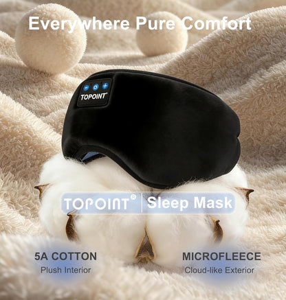 Sleep Mask with Headphones Bluetooth 5.4 Wireless, Sleep Headphones Earphones Earbuds with Microphone HD Speakers Music, Blackout Eye Mask for Sleeping Travel Meditation Men Women Cool Gadgets