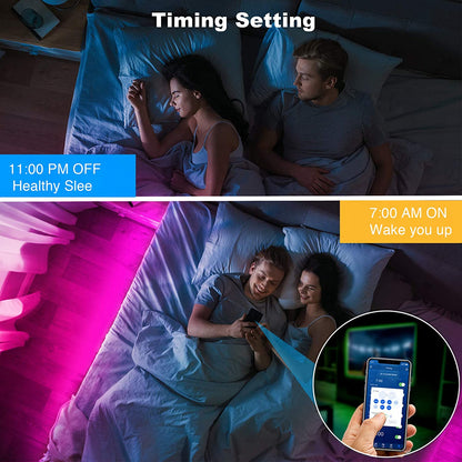 Smart Led Lights 32.8 Ft, 2835 RGB Led Strip Lights Kits with 24 Keys Remote, App Control Timer Schedule Led Music Strip Lights